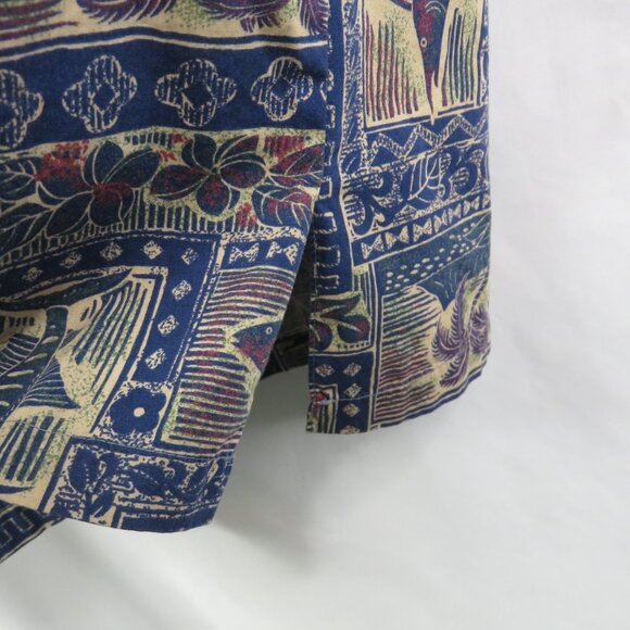 RJC Hawaiian Shirt Mens L Aloha Blue Fish Floral 100% Cotton Made in Hawaii - Picture 6 of 10